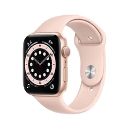 Apple Watch (Series 6) 2020 GPS 44 mm - Aluminium Rosé goud - Sportbandje Rozenkwarts