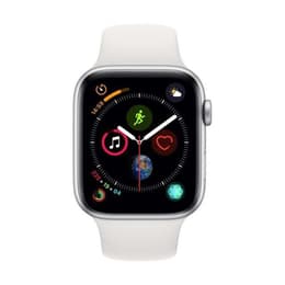 Apple Watch (Series 4) 2018 GPS 44 mm - Roestvrij staal Zilver - Sportbandje Wit