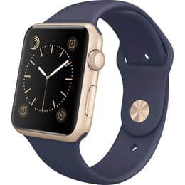 Apple Watch (Series 2) 2016 GPS 38 mm - Aluminium Goud - Sport armband Blauw