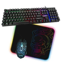 Toetsenbord AZERTY Frans Verlicht Pack Gamer AMSTRAD BATTLE 5 pièces: Clavier, Souris & tapis, Casque & adaptateur. USB & Retro-éclairage RGB