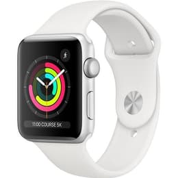 Apple Watch (Series 3) 2017 GPS + Cellular 42 mm - Roestvrij staal Zilver - Sportbandje Wit