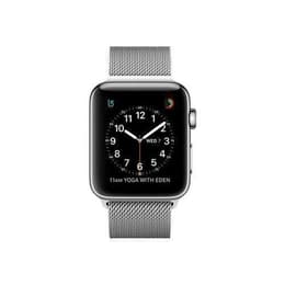 Apple Watch (Series 3) 2017 GPS + Cellular 38 mm - Roestvrij staal Aluminium - Milanees Zilver