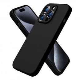 Hoesje iPhone 15 Pro en 2 beschermende schermen - Silicone - Zwart
