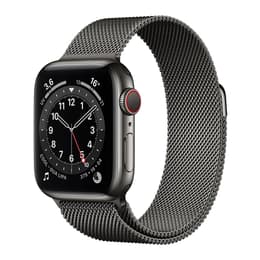 Apple Watch Series 6 (2020) GPS + Cellular 40 mm - Titanium Spacezwart - Sportbandje Zwart