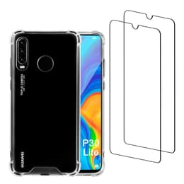 Hoesje Huawei P30 lite en 2 beschermende schermen - Gerecycled plastic - Transparant