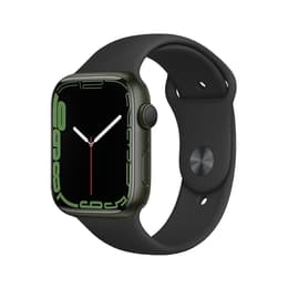 Apple Watch (Series 7) 2021 GPS + Cellular 45 mm - Aluminium Groen - Sportbandje Zwart