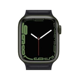Apple Watch (Series 7) 2021 GPS + Cellular 45 mm - Aluminium Groen - Sportbandje Zwart