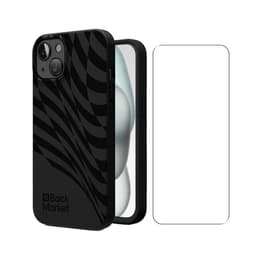Back Market Hoesje iPhone 15 en beschermend scherm - 100% biologisch afbreekbaar - Zwart - Golfpatroon