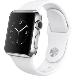 Apple Watch (Series 1) 2016 GPS 42 mm - Roestvrij staal Zilver - Sport armband Wit