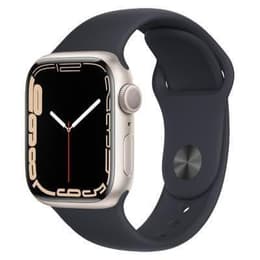 Apple Watch (Series 7) 2021 GPS 41 mm - Aluminium Sterrenlicht - Sportbandje Zwart