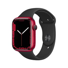 Apple Watch Series 7 (2021) GPS 45 mm - Aluminium Rood - Sportbandje Zwart
