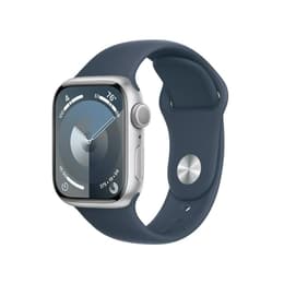 Apple Watch Series 8 (2022) GPS + Cellular 41 mm - Aluminium Zilver - Sportbandje Blauw