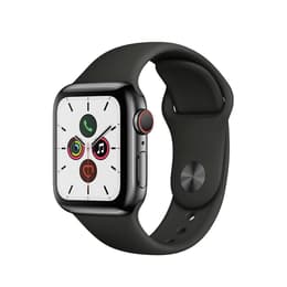 Apple Watch Series 5 (2019) GPS + Cellular 40 mm - Roestvrij staal Spacezwart - Sportbandje Zwart