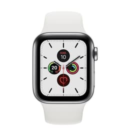 Apple Watch (Series 5) 2019 GPS 40 mm - Roestvrij staal Zilver - Sportbandje Wit