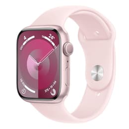 Apple Watch Series 9 (2023) GPS + Cellular 45 mm - Aluminium Roze - Sportbandje Wit