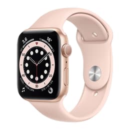 Apple Watch Series 6 (2020) GPS + Cellular 44 mm - Aluminium Goud - Sportbandje Roze