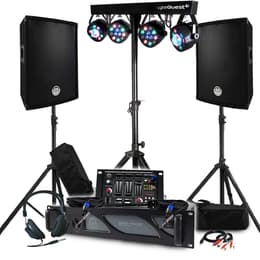 Pack Sono BM SONIC Ampli 1000W, Paire d'Enceintes Passives 2x300W, Table de Mixage, Portique 4 Lumières Xperformer, Pieds PA speaker