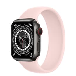 Apple Watch (Series 6) 2020 GPS 44 mm - Aluminium Zwart - Sportbandje Roze