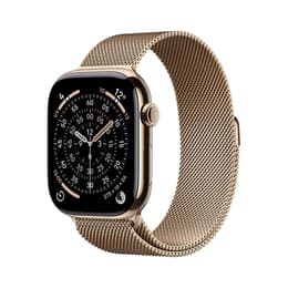 Apple Watch Series 11 (2025) GPS 42 mm - Aluminium Roségoud - Milanees bandje Goud