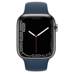 Apple Watch Series 7 (2021) GPS + Cellular 41 mm - Roestvrij staal Grafiet - Sportbandje Blauw