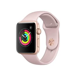 Apple Watch (Series 3) 2017 GPS + Cellular 42 mm - Aluminium Goud - Sport armband Roze