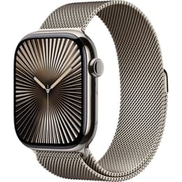 Apple Watch Series 10 (2024) GPS + Cellular 46 mm - Titanium Naturel - Milanees bandje Zwart
