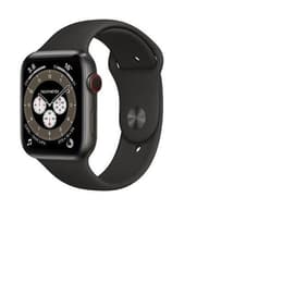 Apple Watch (Series 6) 2020 GPS + Cellular 44 mm - Titanium Zwart - Sportbandje Zwart