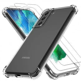 Hoesje Galaxy S21 FE 5G en 2 beschermende schermen - Silicone - Transparant