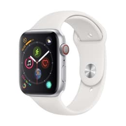 Apple Watch Series 4 2018 GPS 44 mm Roestvrij staal Zilver Sportbandje Wit